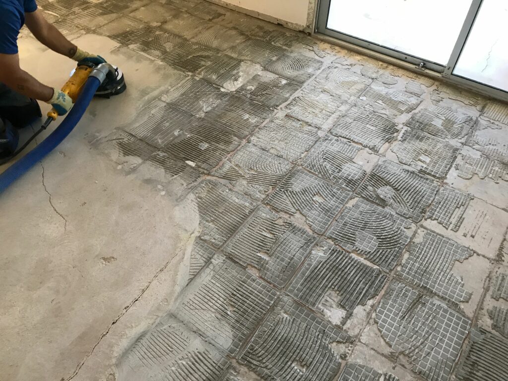 thinset floor removal with dustram